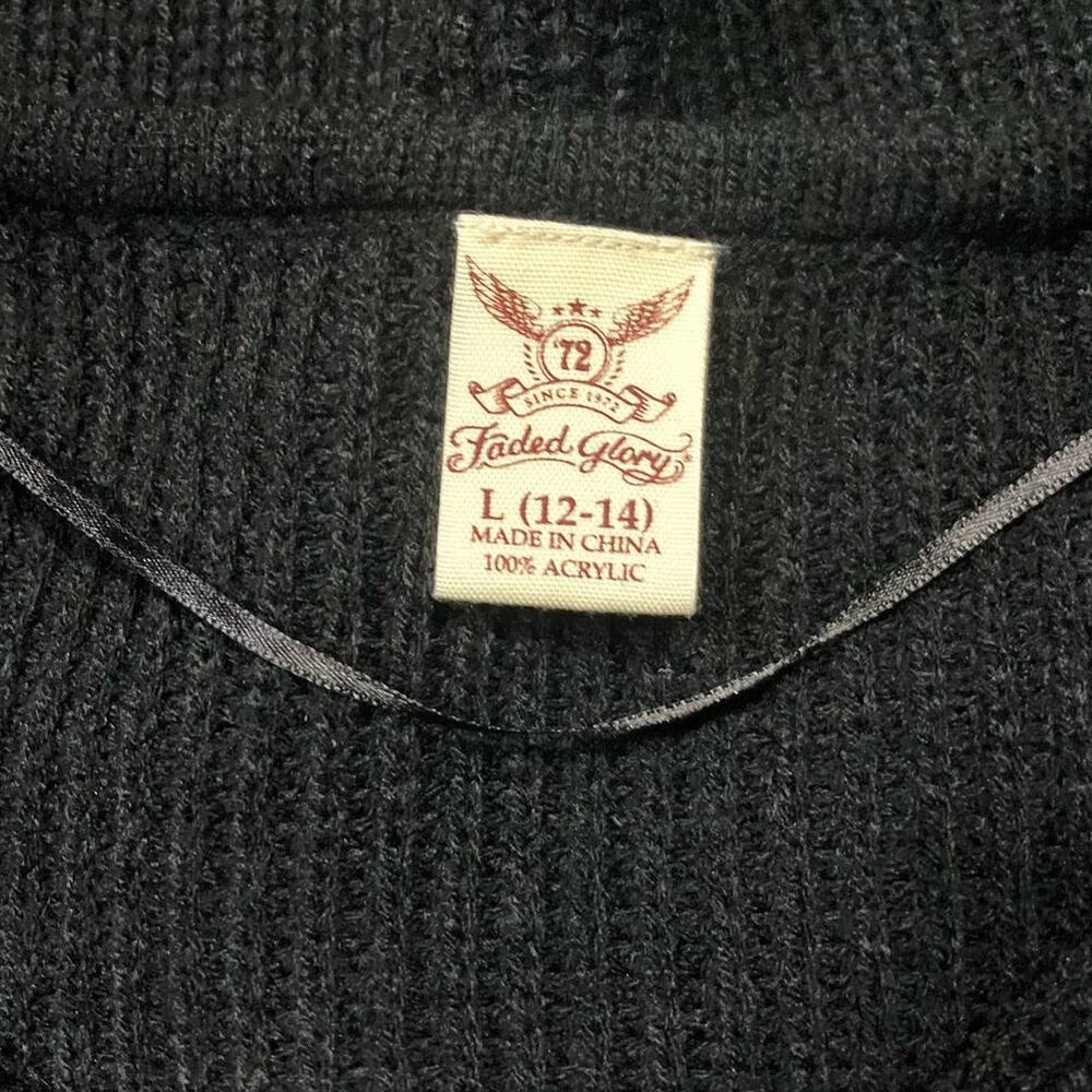 Faded Glory Women's Black V-Neck Ribbed Knit Pullover Sweater | Size L (12/14) - Picture 7 of 7